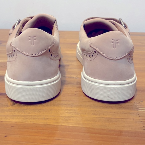 NWOT Frye Gemma Kiltie Nubuck Suede Monk Strap Sneakers in Baby Pink - Picture 7 of 11